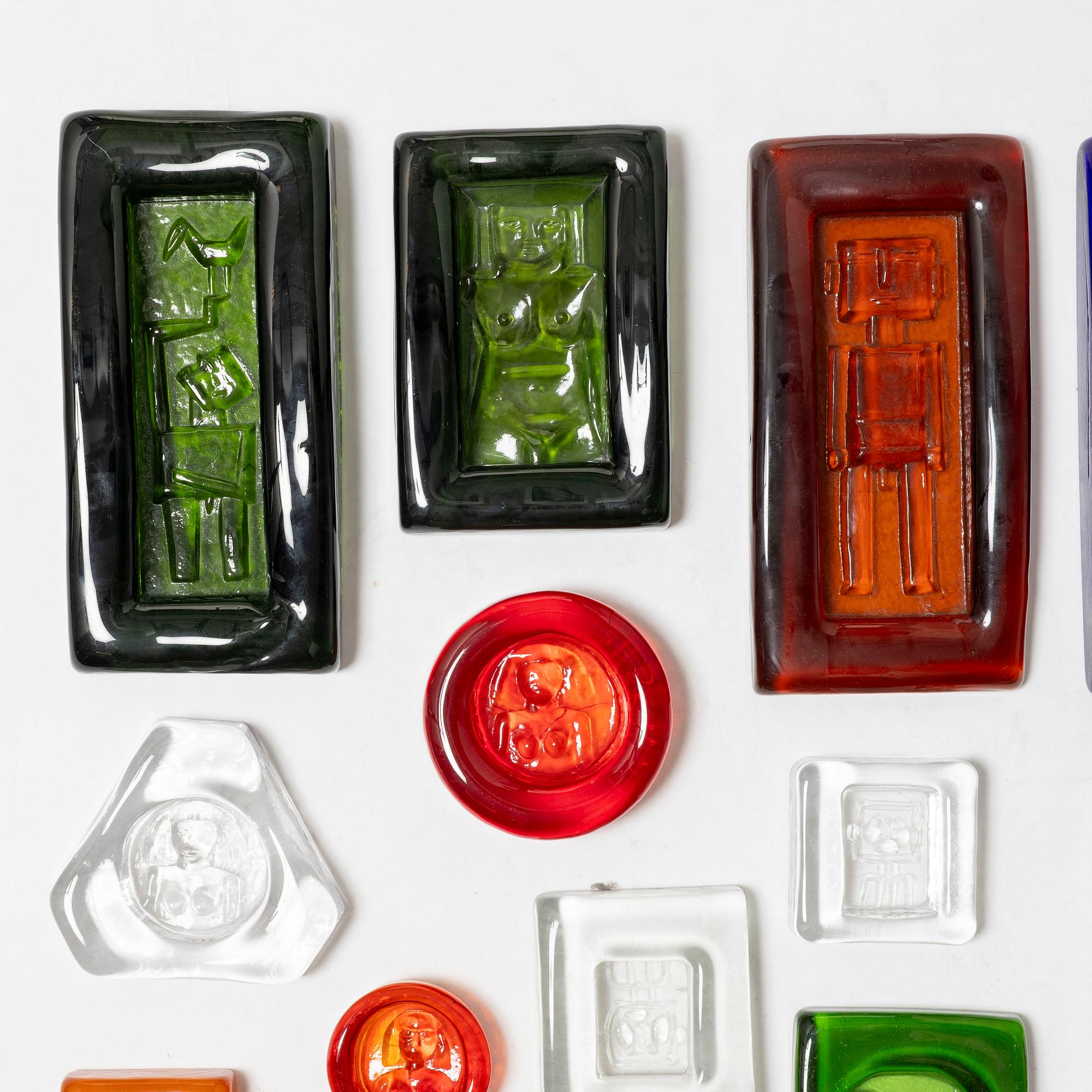 Erik Höglund, konstglas, 21 delar, Boda.