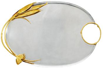 A Claude Lalanne gilt and silvered metal tray, 136/250, Artcurial, Paris, France, 1980's.