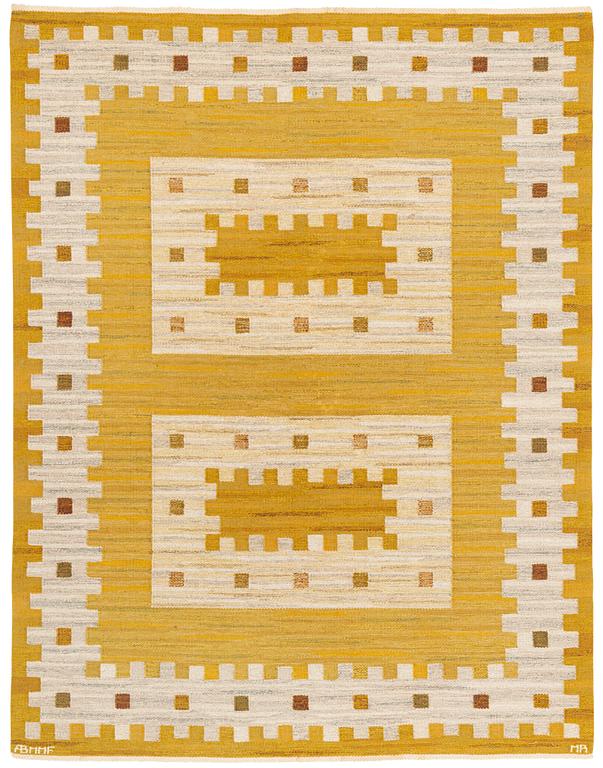 Marianne Richter, a carpet, "Gultaggen", rölakan, ca 244 x 190 cm, signed AB MMF MR.