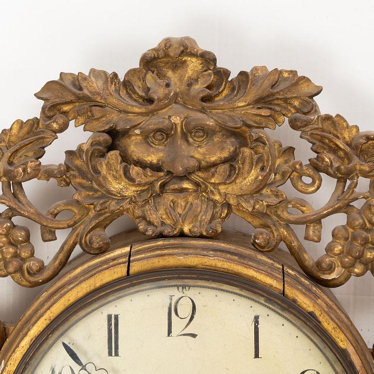 Jonas Cederlund, a Swedish empire wall clock, second half of the 19th Century with later parts.