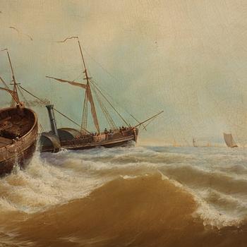 Ferdinand Friedrich Weiss, Marine with sailing ship off the coast.