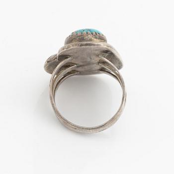 Ring and brooch, silver.