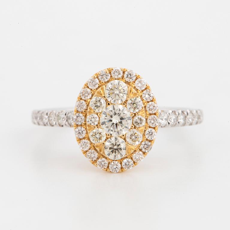 Oval shaped brilliant-cut diamond ring.