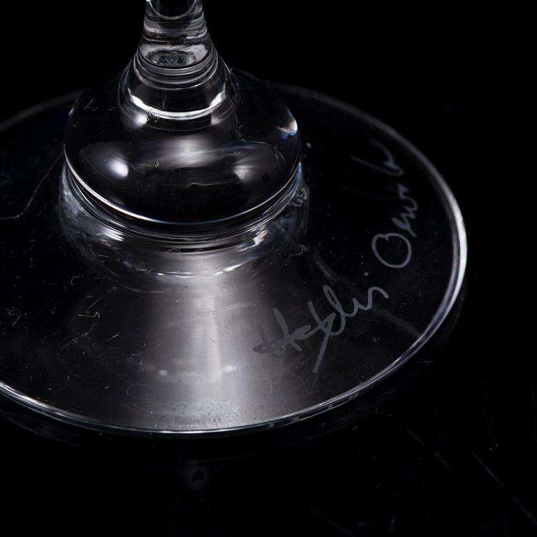 6 glasses, "Aurora", signed Heikki Orvola, Finn Crystal, Arabia Finland and Nuutajärvi.