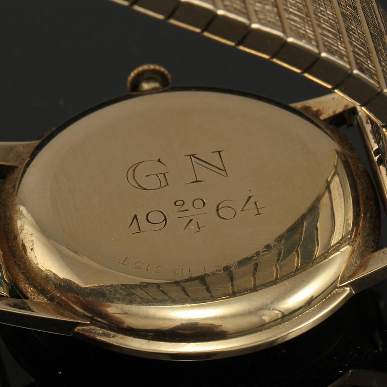 ARMBANDSUR, 14 k guld med förgylld flexlänk, Tissot, 1960-tal.