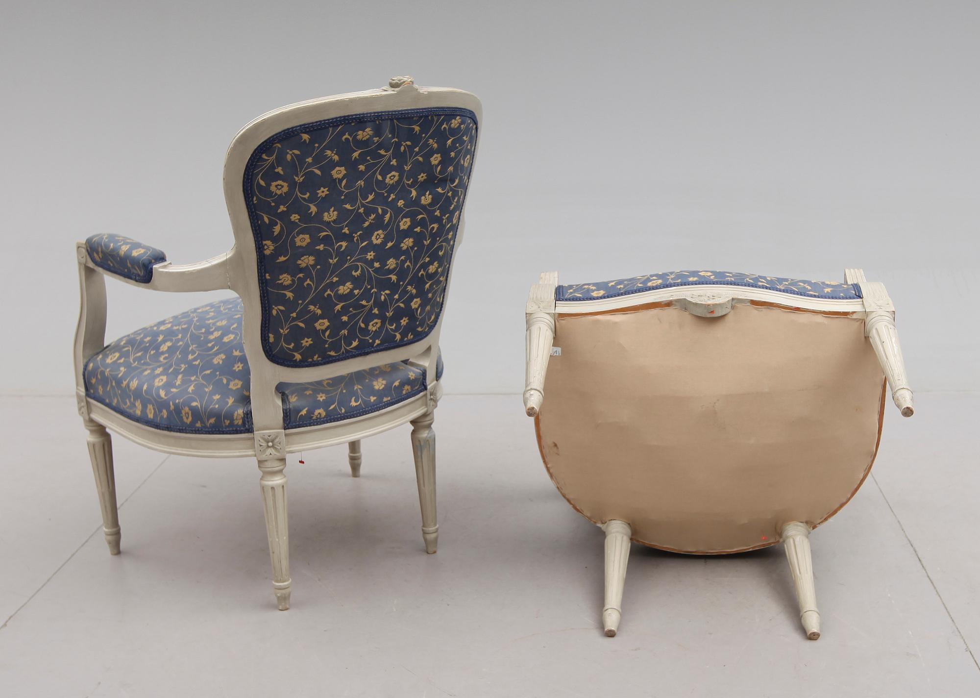 KARMSTOLAR, 1 par, gustaviansk stil, 1900-talets andra hälft.