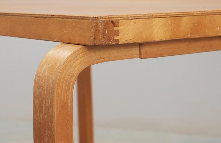 An Alvar Aalto birch table, Huonekalu-ja Rakennustyötehdas or Aalto Design Hedemora, probably 1940's-50's.