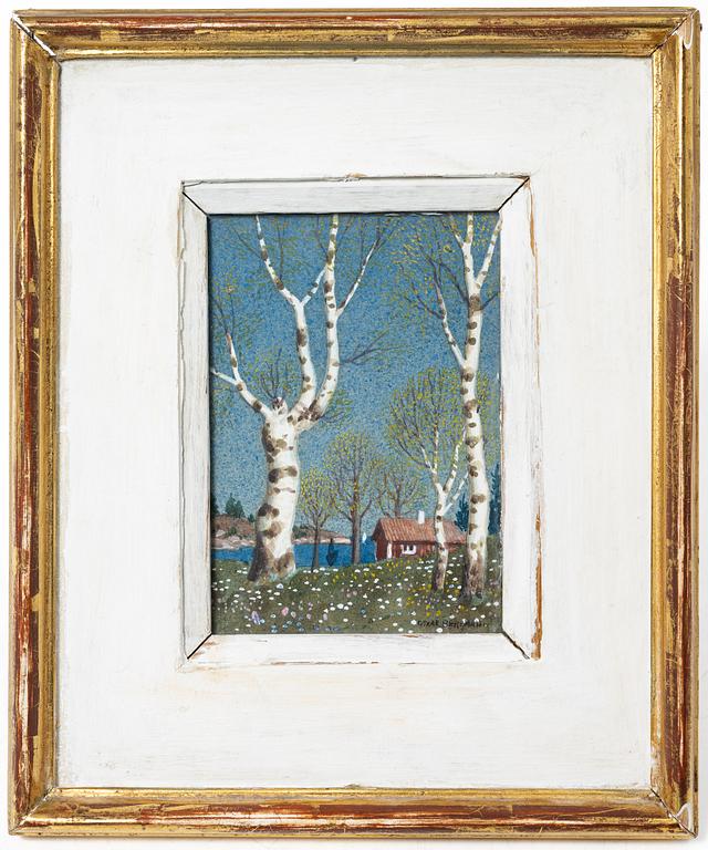 Oskar Bergman, Spring landscape with birches.
