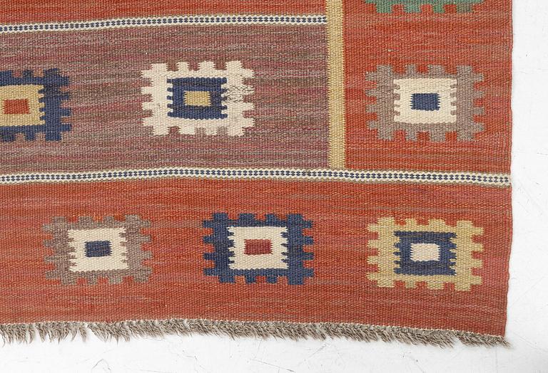 Märta Måås-Fjetterström, a carpet, 'Röd grön äng', flat weave, c. 242 x 177 cm, signed AB MMF.