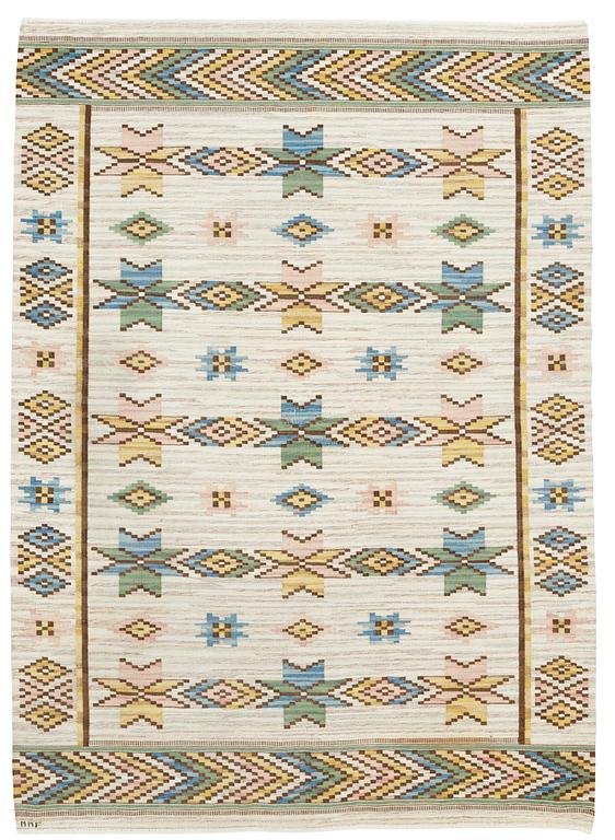 CARPET. "Vit botten". Flat weave. 352 x 250,5 cm. Signed MMF.