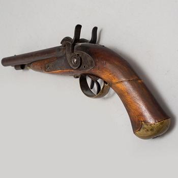 A double-barreled percussion pistol for a postillion, 1853 pattern.