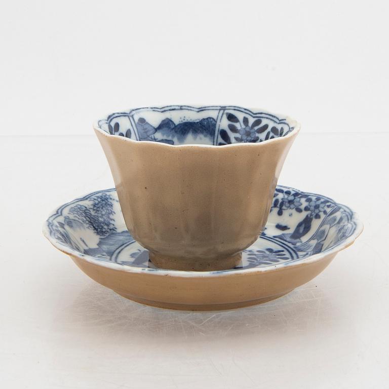 A Chinese 18th century porcelain cup and suacer.