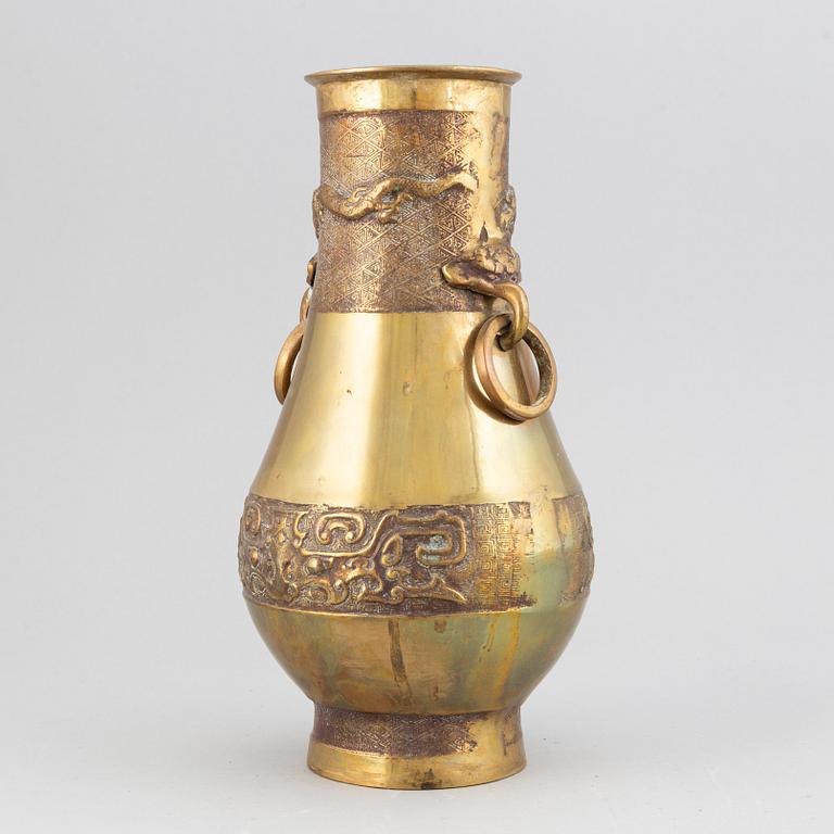 A Korean brass vase, 20th Century.