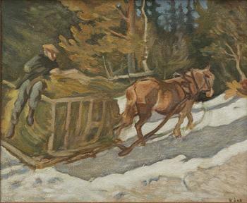 Wilhelm Kåge, Hölass på snötäckt skogsväg.
