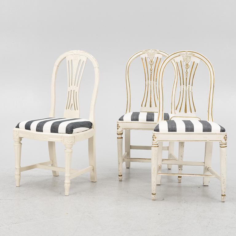 Three matched Gustavian chairs, second half of the 18th century.