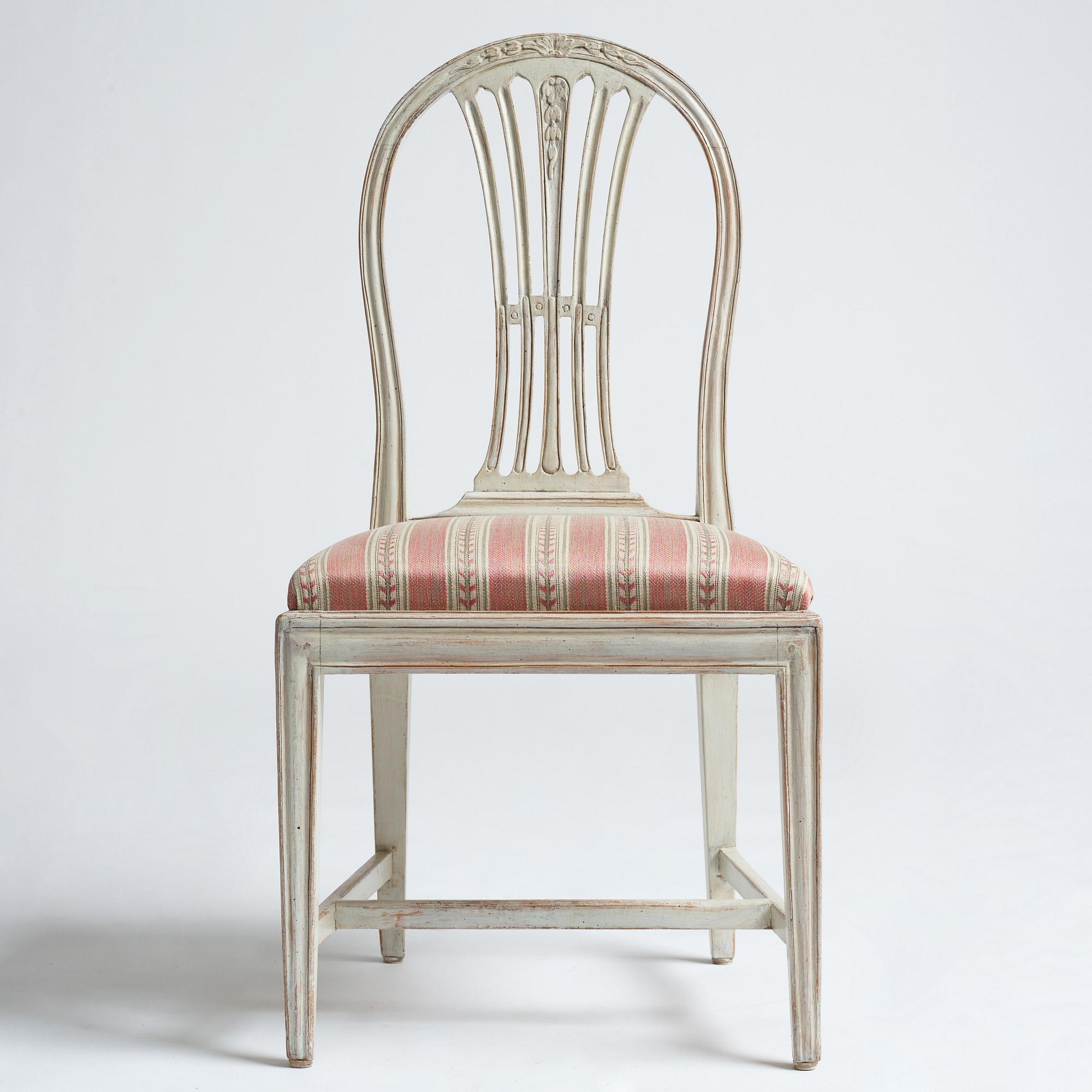 Stolar, fem stycken av Carl Johan Wadström (mästare i Stockholm 1788-1816), Gustavianska.