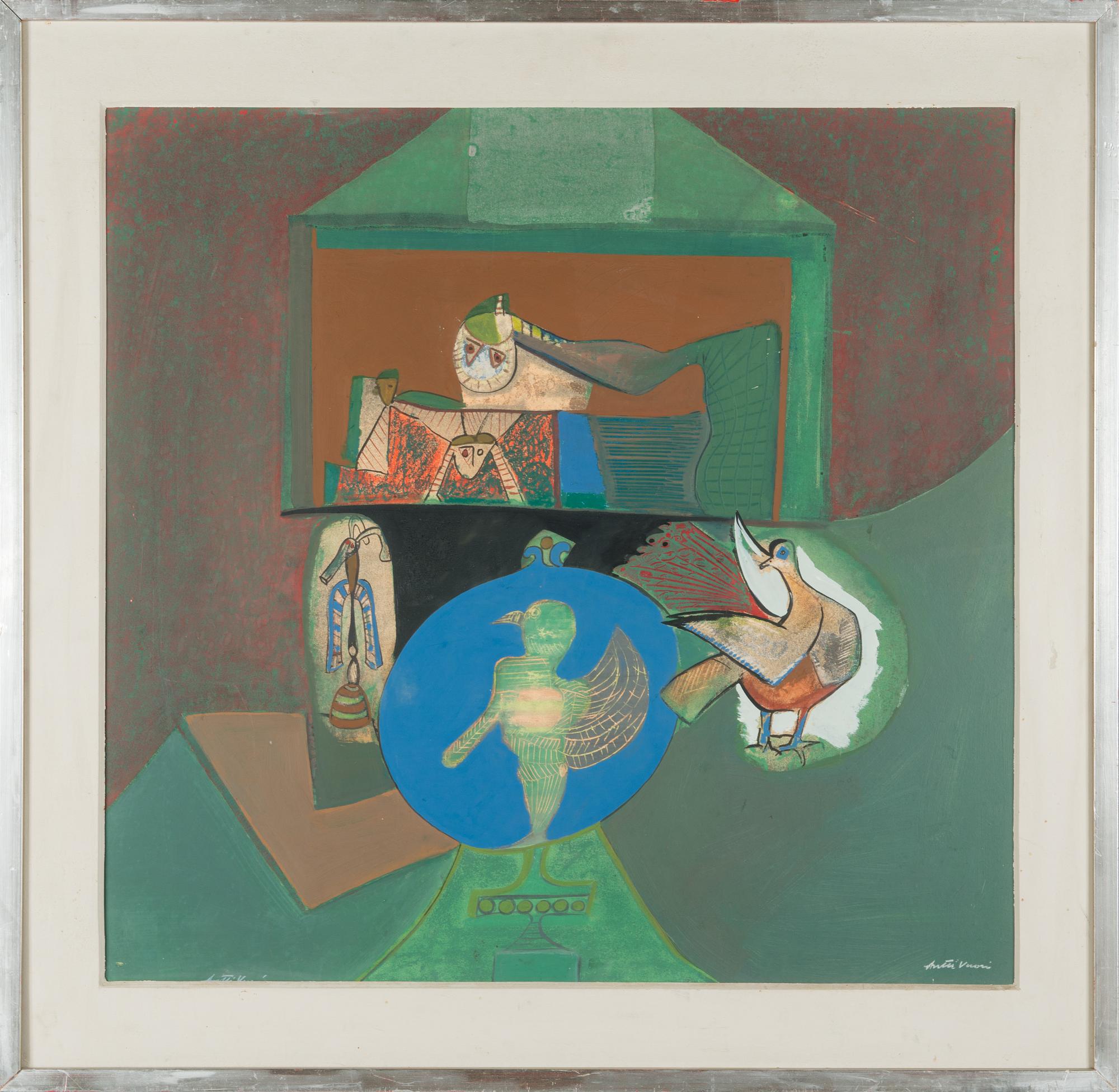 Antti Vuori, mixed media on board, signed.