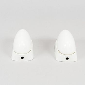 Wilhelm Wagenfeld, a set of three glass and ceramic bathroom lights, Lindner Keramik, Bamberg.