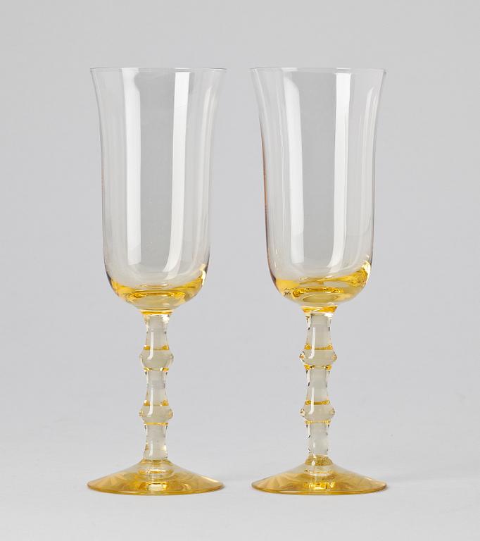 VINGLAS, 12 st, "Salut", Simon Gate, Orrefors, 1900-tal.