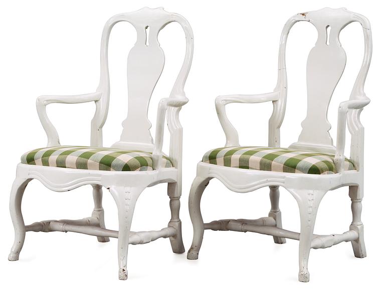 A pair of Swedish Rococo armchairs.