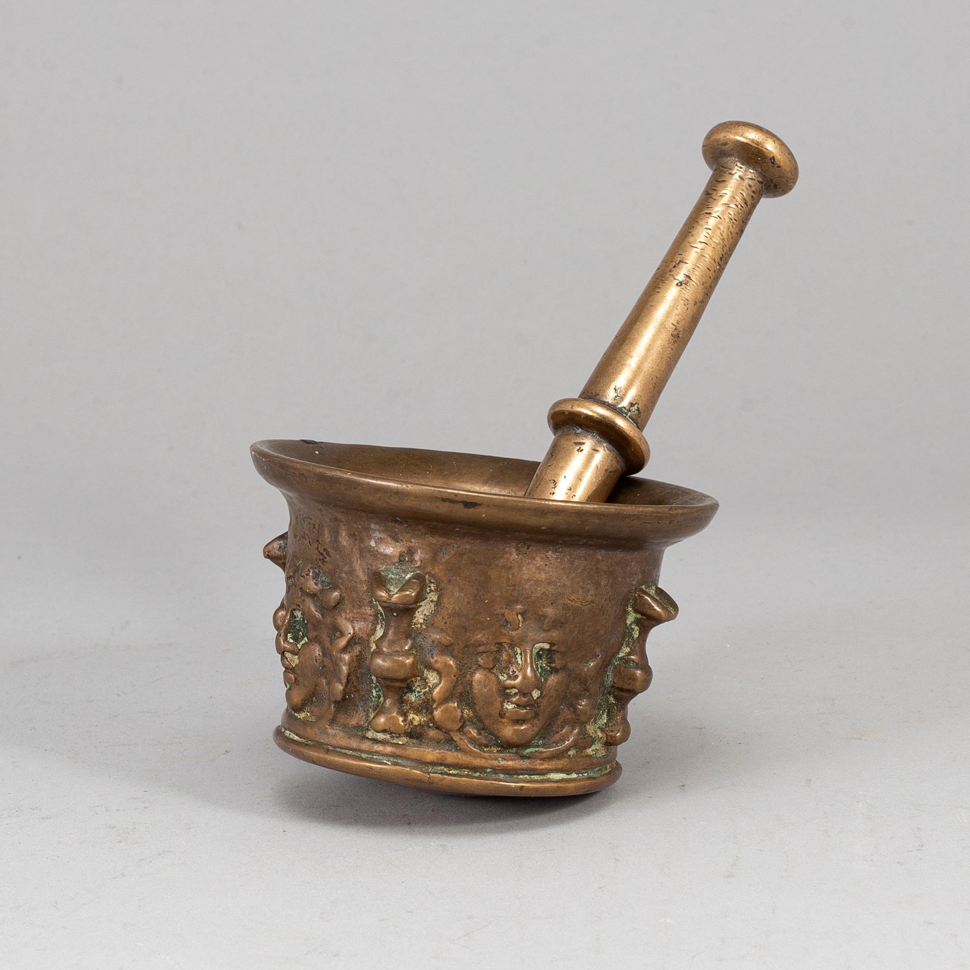A 17th century bronze mortar.