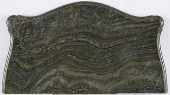 A Gustavian giltwood and Kolmårdsmarble-top console table, Stockholm, late 18th century.