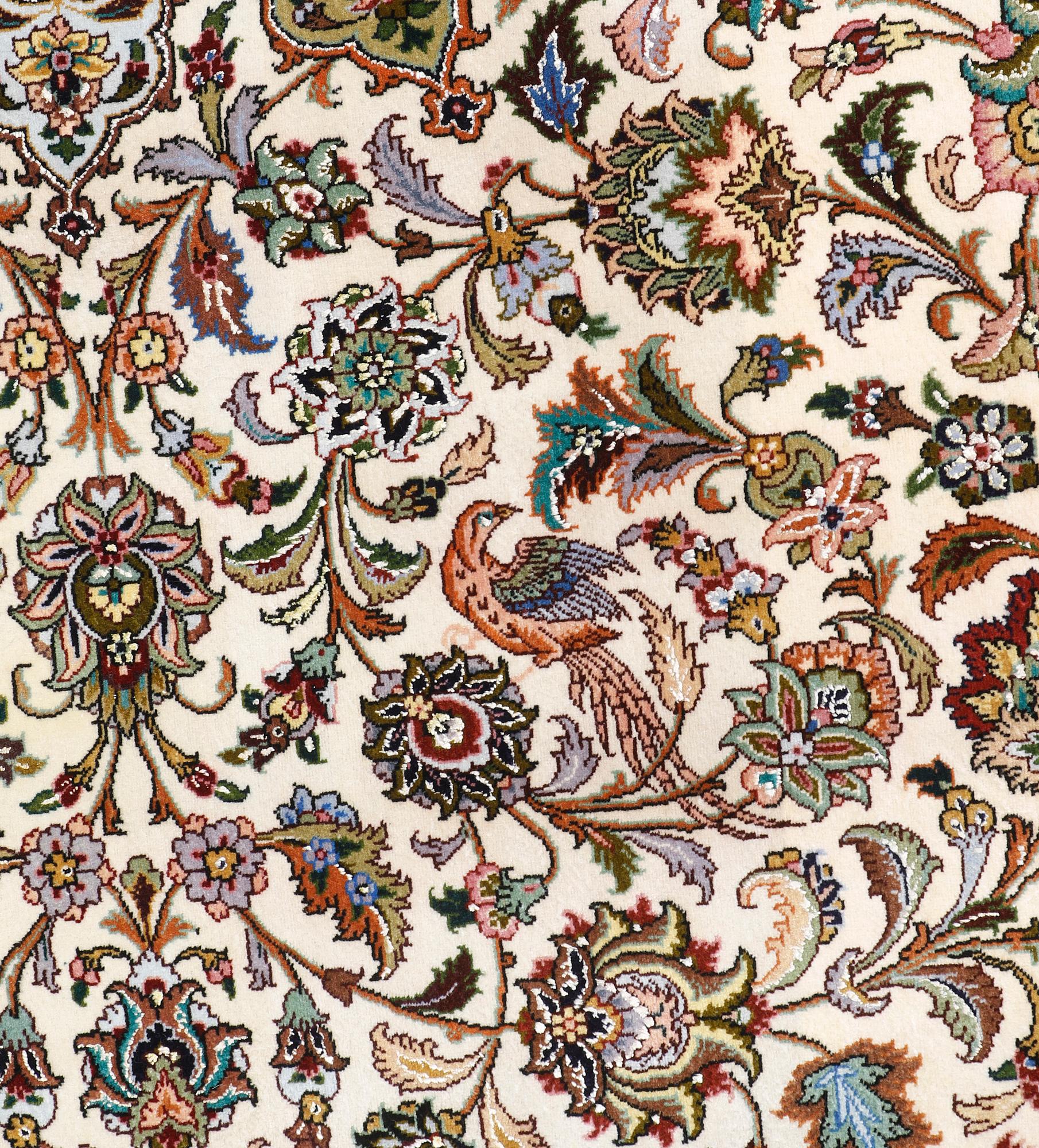 A part silk Tabriz carpet, sk 50 Radj, ca 312 x 296 cm.