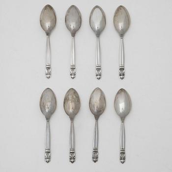 Bestick, åtta delar, silver. Danmark, Georg Jensen, Konge.