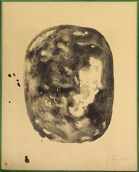 Lucio Fontana, a signed and numbered etching with relievo and perforation.