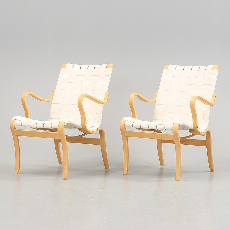 FÅTÖLJER, ett par "Mina, Bruno Mathsson, 1900/2000-tal.