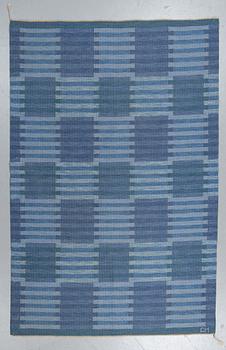 Carl Malmsten, a carpet, "Capella, blå", flat weave, ca  242-243,5 x 165,5 cm, signed CM.