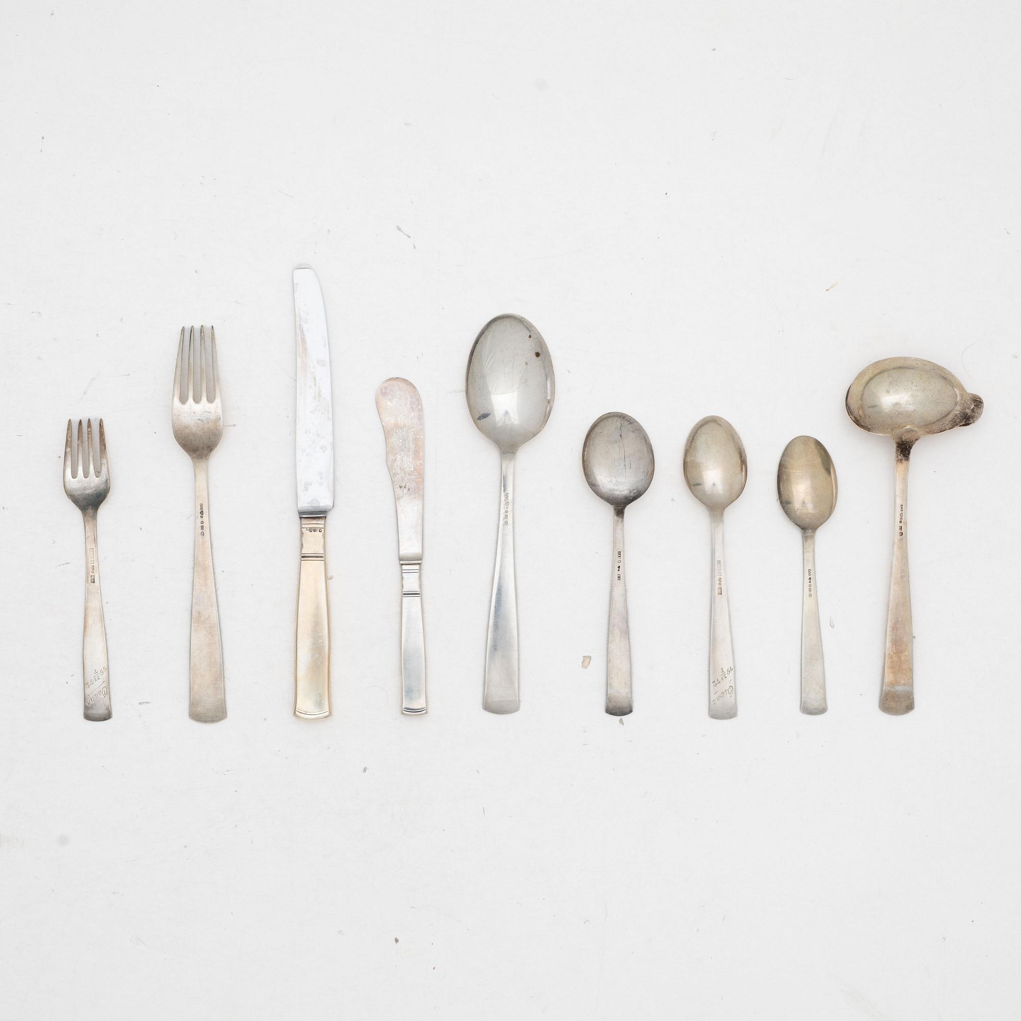 Jacob Ängman, Cutlery set, 53 pieces, silver, “Rosenholm”, GAB, including Stockholm 1947.