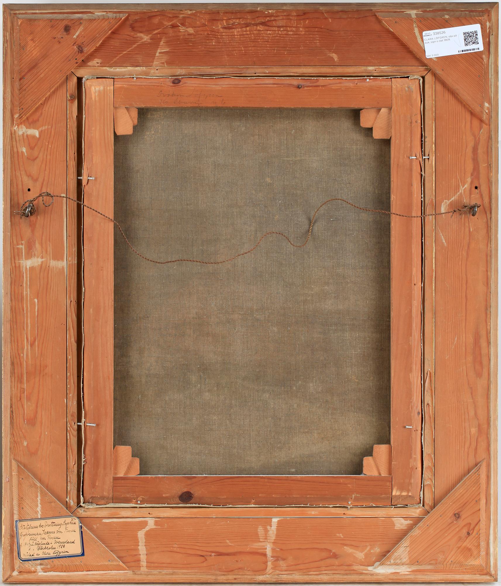 CLARA LÖFGREN, olja på duk, sign o dat 1909.