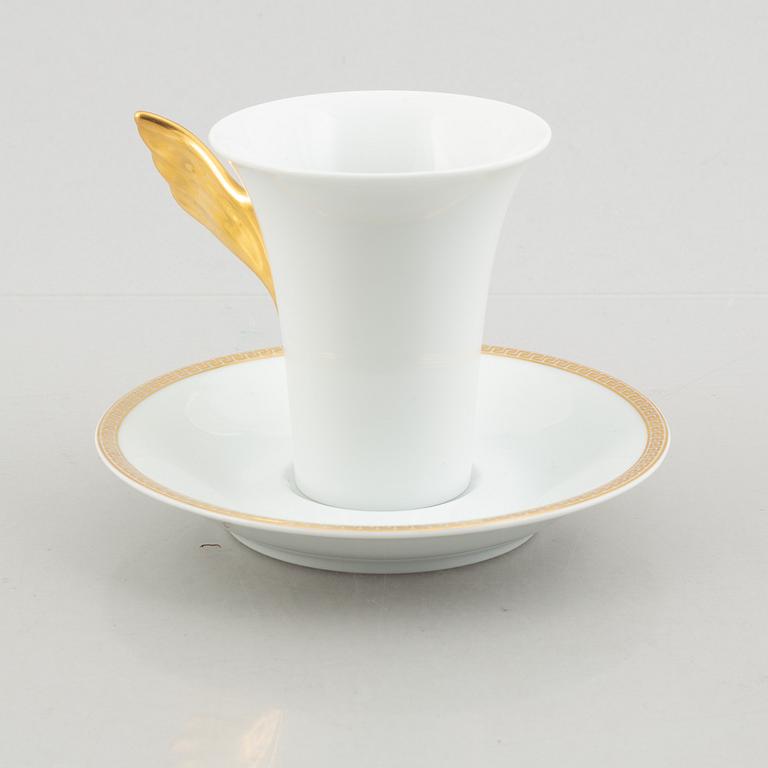 A set of eight porcelain coffee service pieces, 'Ikarus Médaillon Méandre d'Or', Versace for Rosenthal.