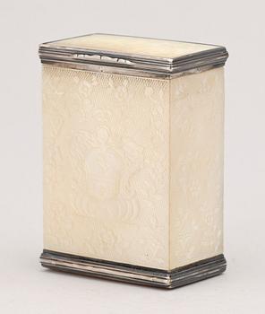 A Swedish 18th century mother of pearl and silver box, unmarked.