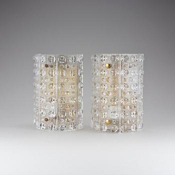 VÄGGLAMPETTER, ett par, "RD 1967", Carl Fagerlund, Orrefors, 1960-tal.