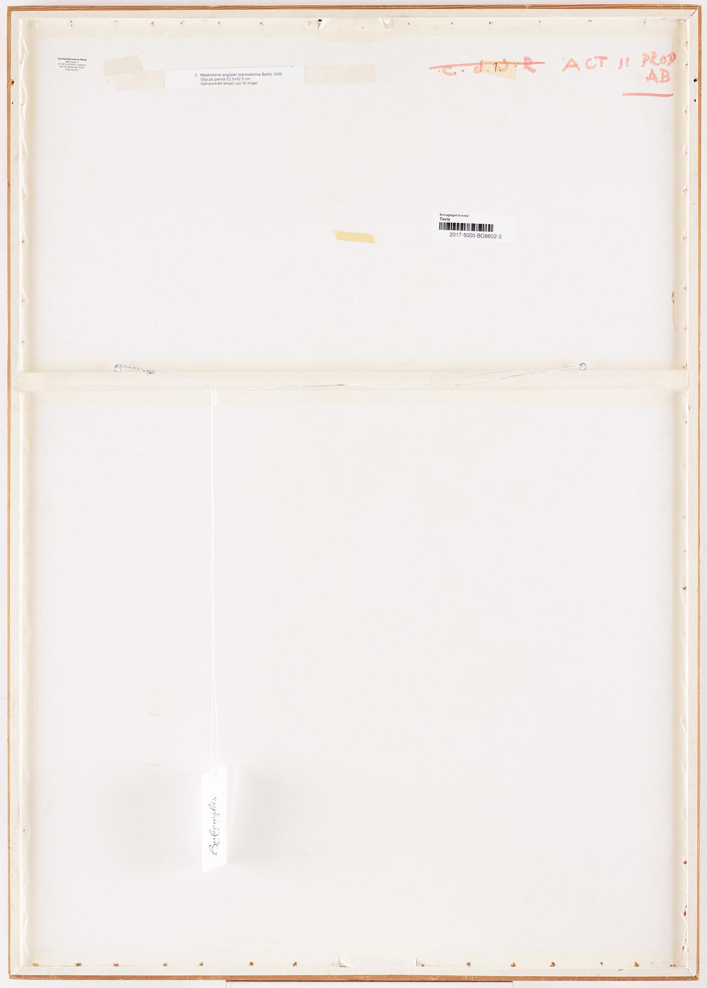 PETER WEISS, oil on panel, signed W and dated -35.