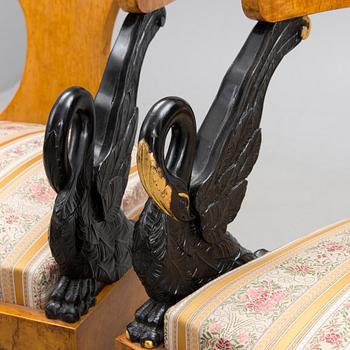 SET OF FOUR RUSSIAN EMPIRE STYLE ARMCHAIRS, late 20th century.