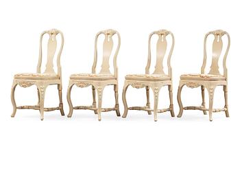 1236. Four Swedish Rococo 18th century chairs.