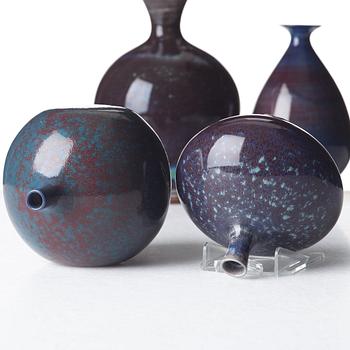 Berndt Friberg, a set of four stoneware vases, Gustavsberg studio 1970 and 1979.