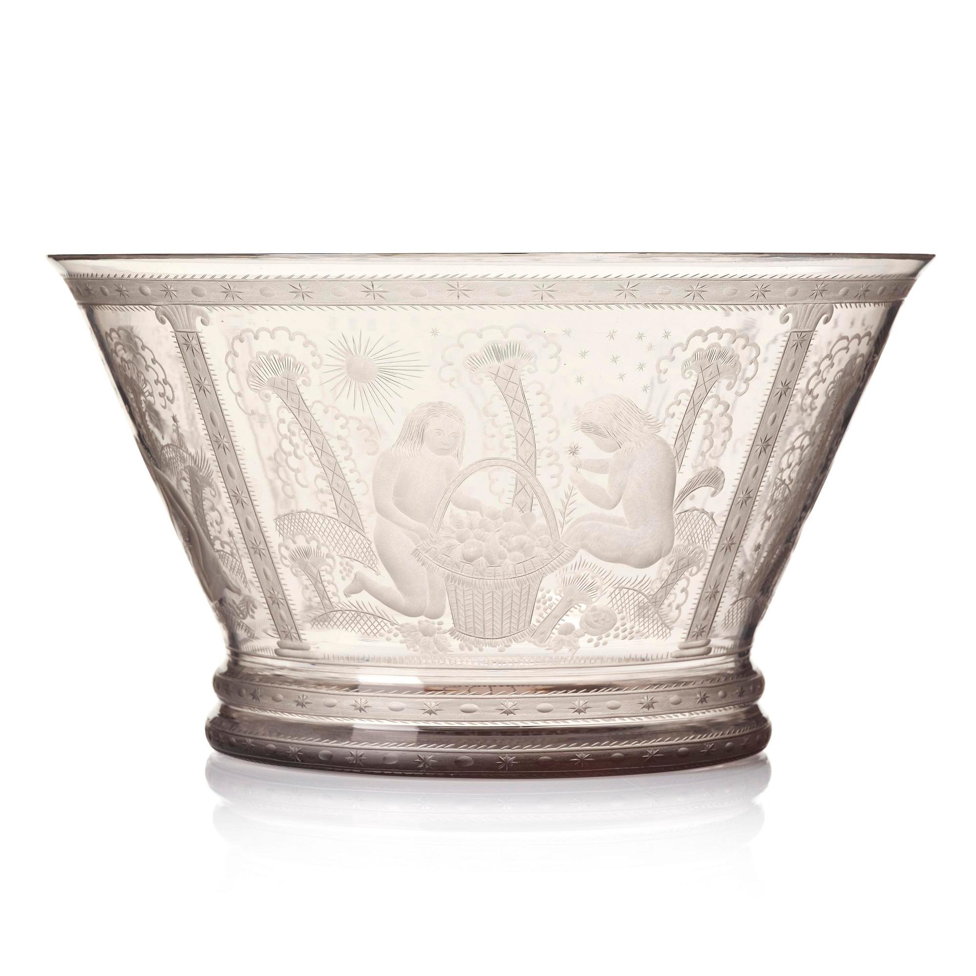Edward Hald, an engraved glass bowl, Orrefors, 1920, model 147, provenance Edward Hald.