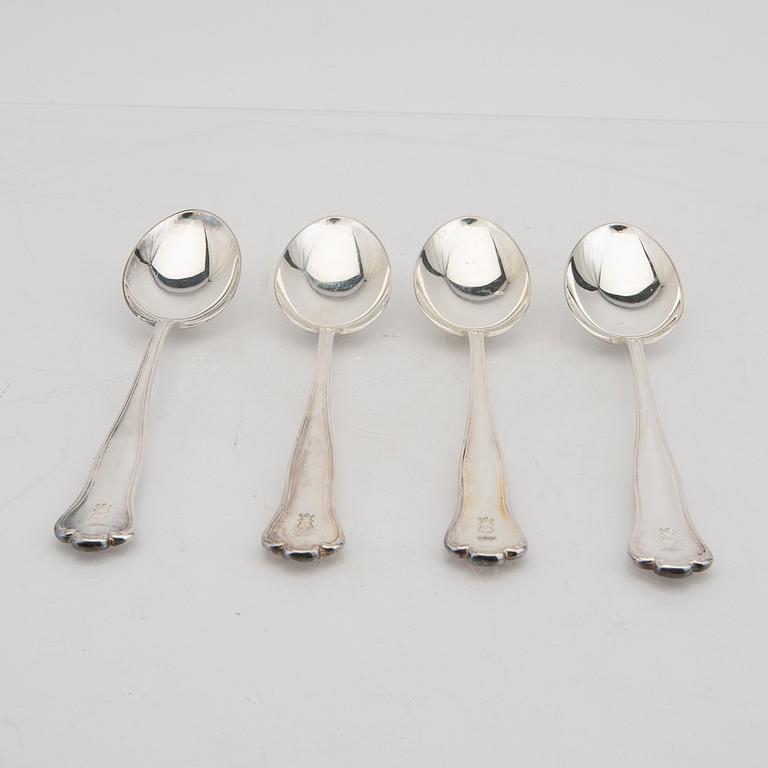 A Swedish 20th century set of 15 silver spoons mark of Hallbergs Stockholm 1948, weight 1352 grams.