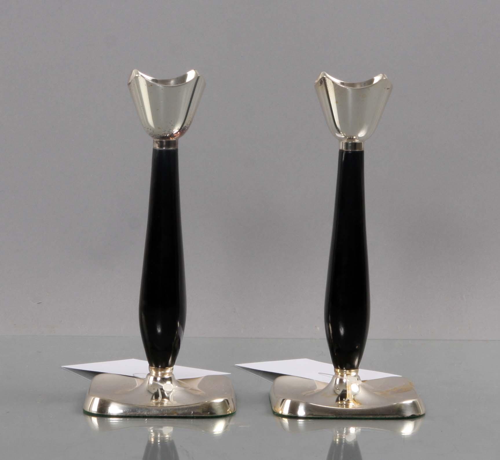 LJUSSTAKAR, ett par, nysilver, Danmark.