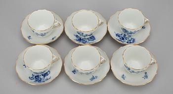 KOPPAR med FAT, 6 par, Meissen stämpel 1934-72.