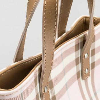 BURBERRY handväska Pink Nova check canvas.