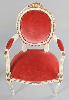 KARMSTOLAR, ett par, gustaviansk stil, 1900-tal.