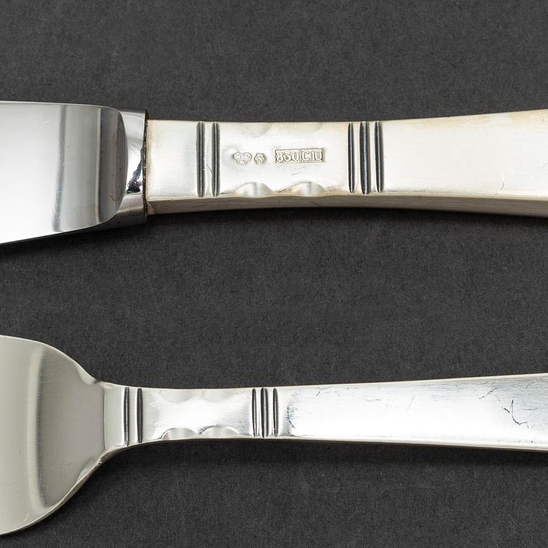 GAB, a part 'Rosenholm' silver cutlery, Stockholm, 1966-77 (64 pieces).