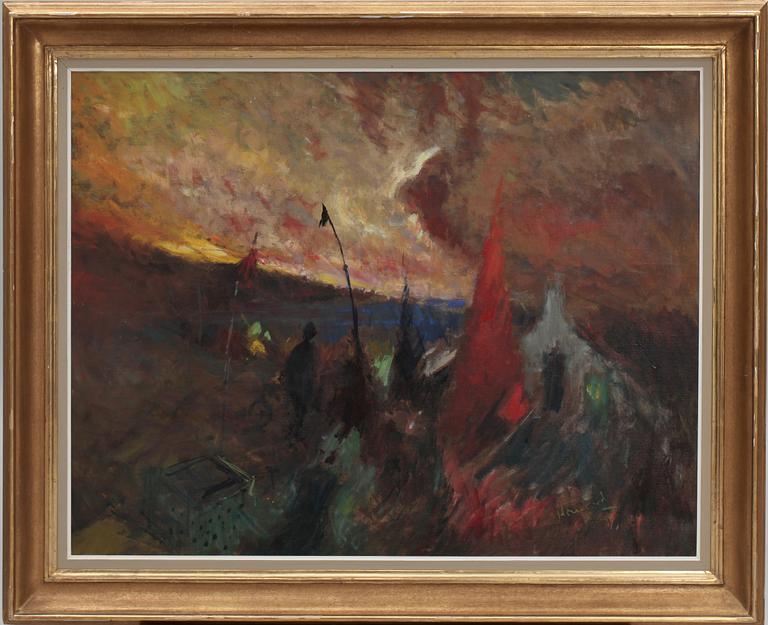 OKÄND KONSTNÄR, olja på duk, sign Hougaard o dat 57.