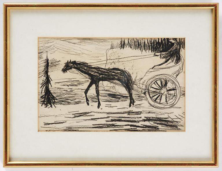Carl Fredrik Hill, Horse with figure in Roman chariot.