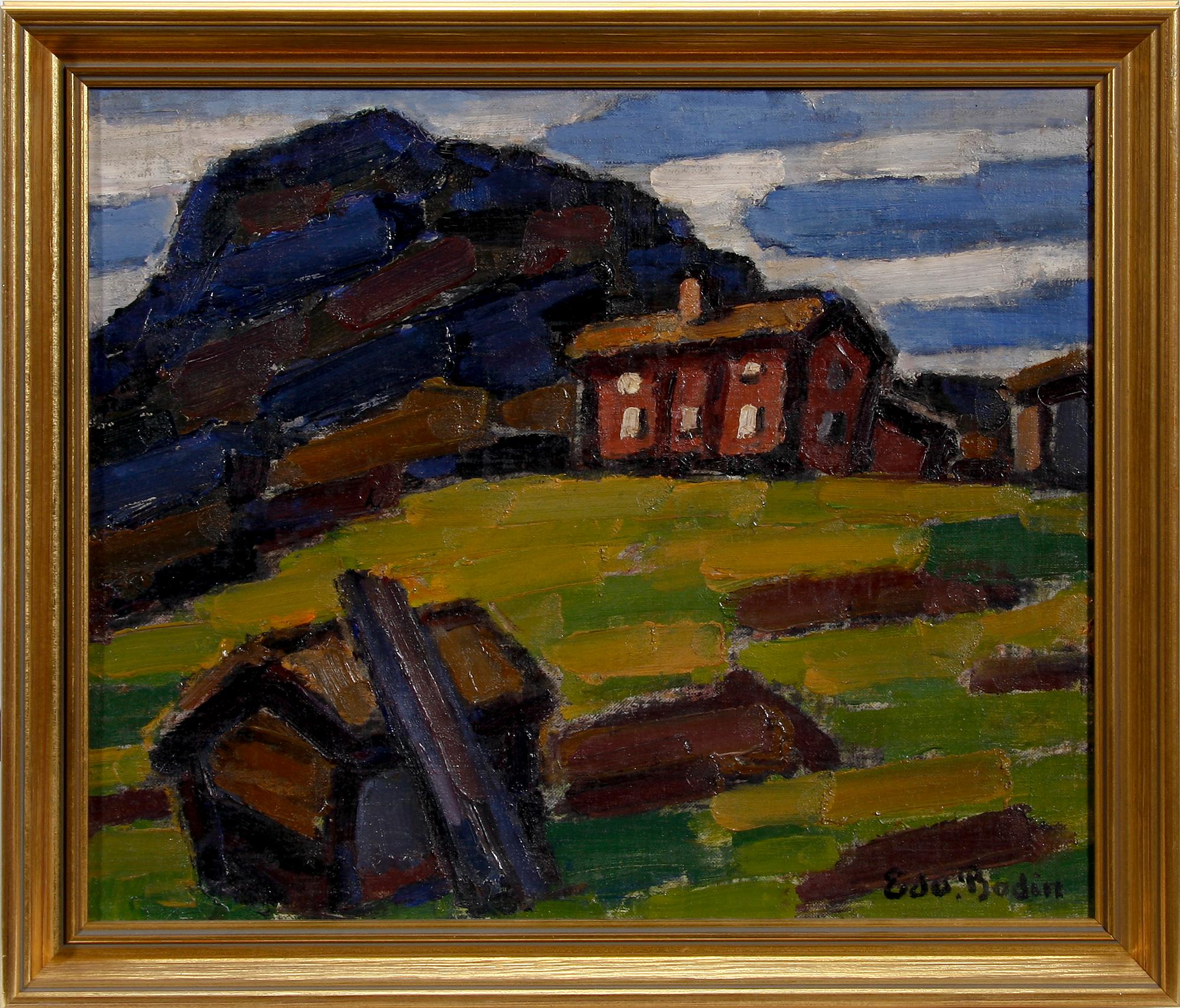 EDVIN BODIN, olja på pannå, sign.